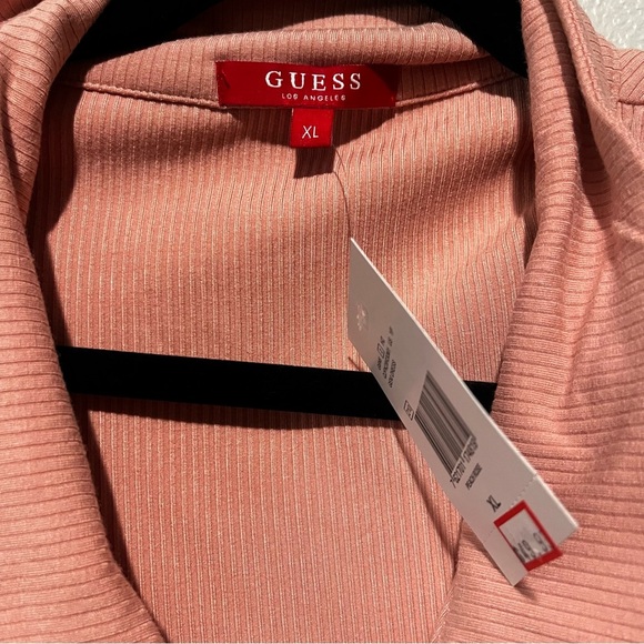 GUESS NWT Pink Coral Collared Short Sleeve Zip-Up Dress Size XL - Picture 4 of 4